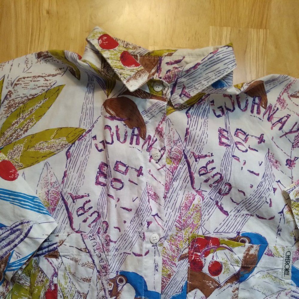 Vintage Cherokee Toucans And Cherries Hawaiian Shirt